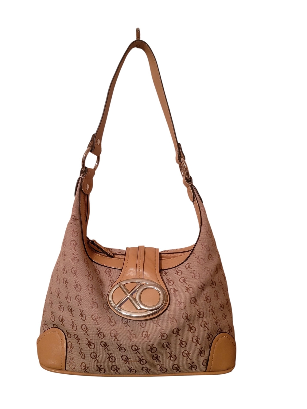 XOXO Beige & Tan Monogram Hobo Bag